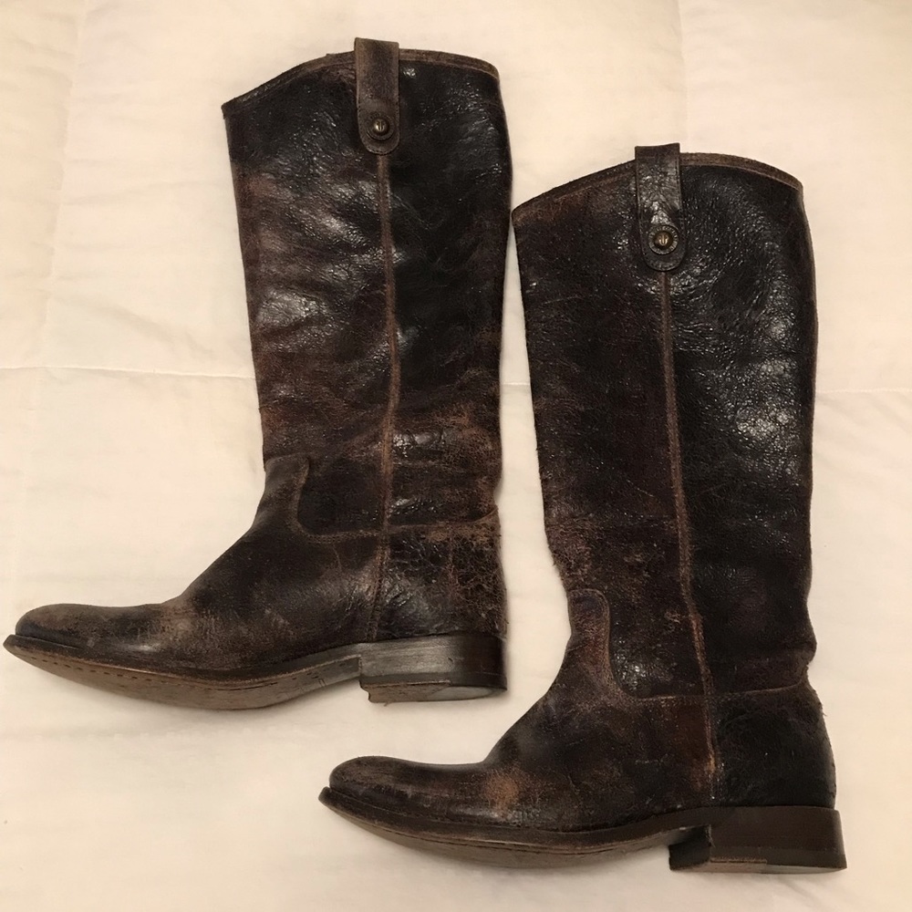 FRYE Melissa Button Crackled Glazed Boots 6.5